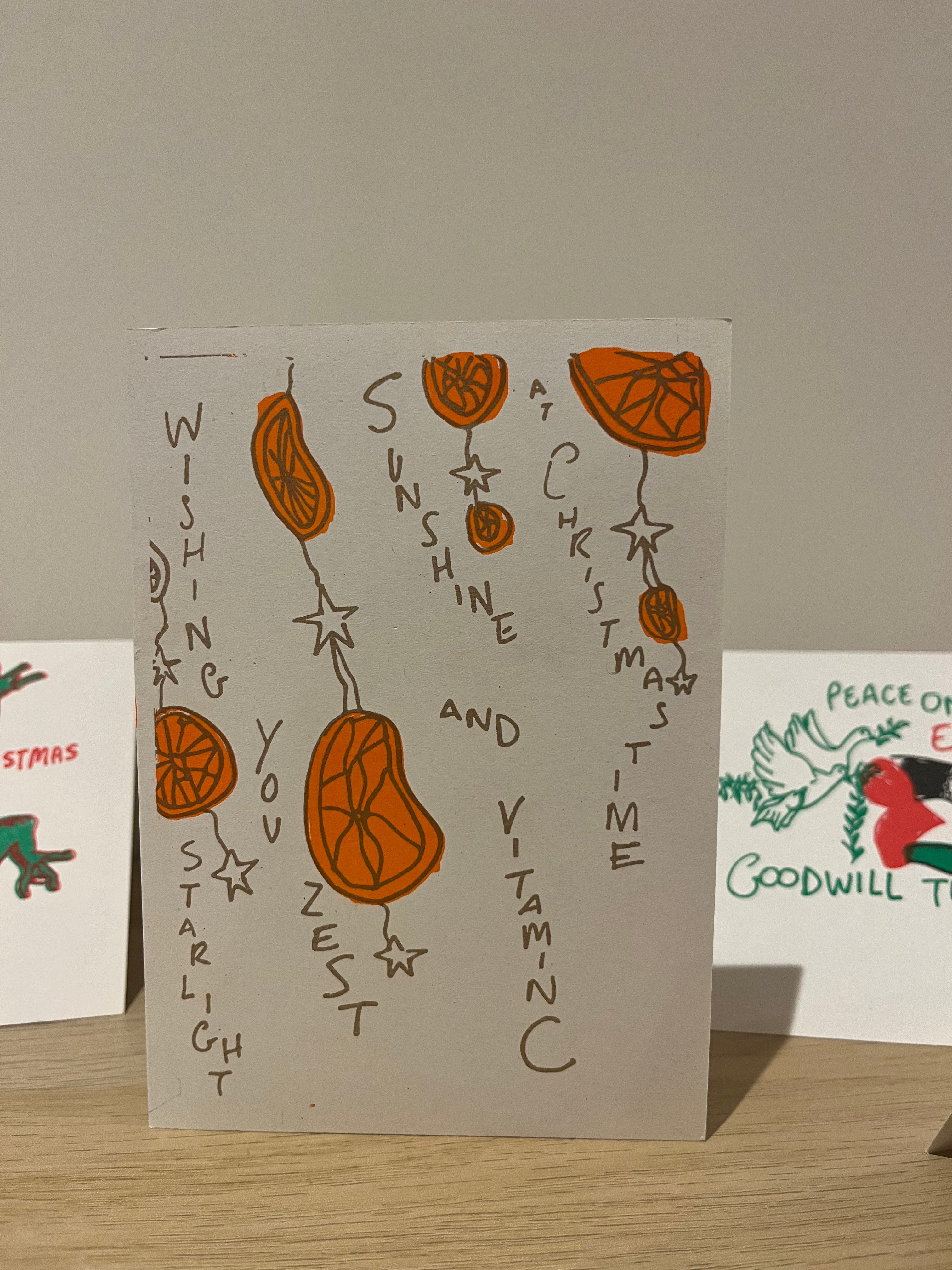 Starlight, Zest, Sunlight and Vitamin C 6 x pack of Christmas Cards